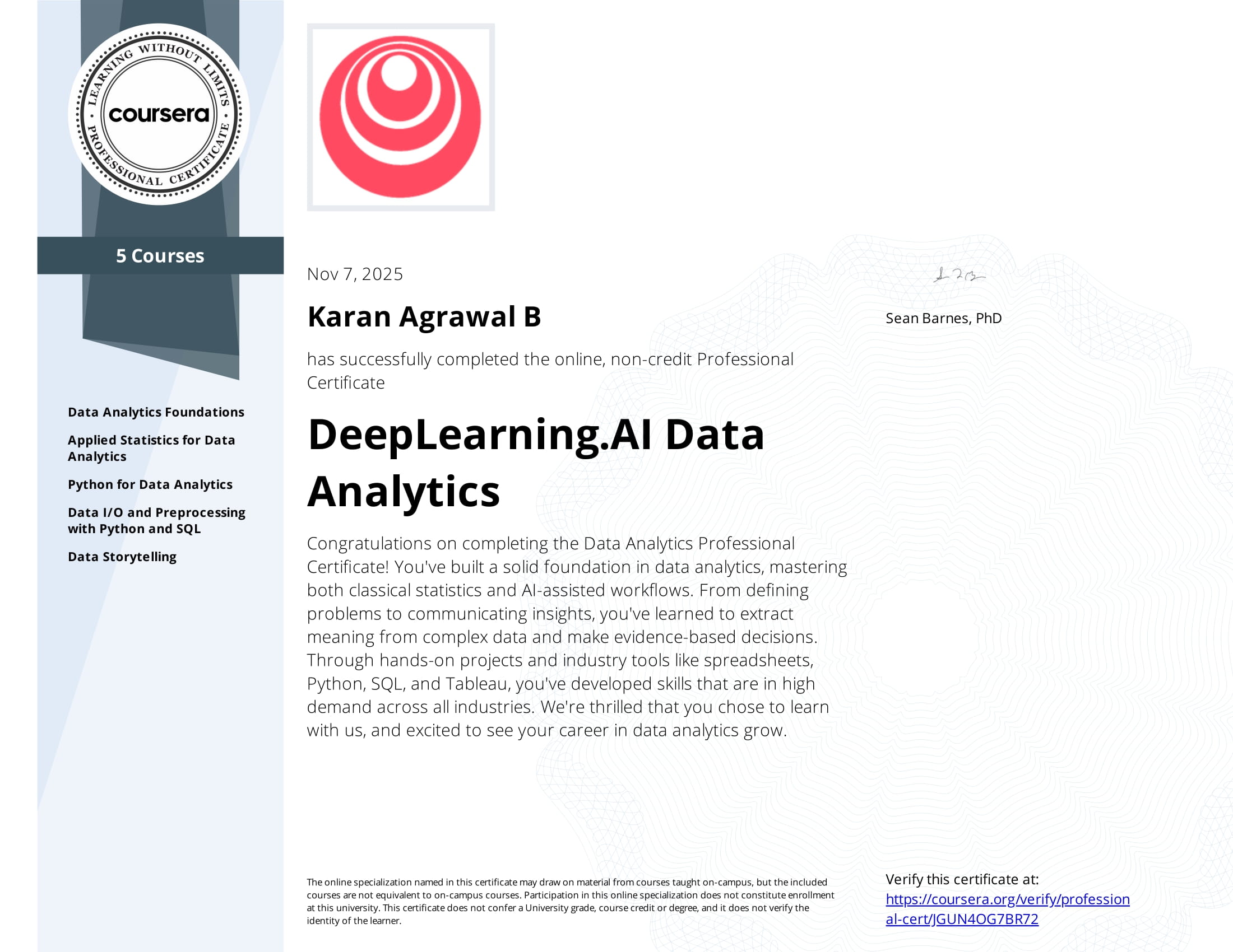 Data Analytics Certificate